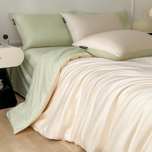 2025 nuova luce di lusso stampato biancheria da letto <span class=keywords><strong>in</strong></span> <span class=keywords><strong>seta</strong></span> lavata Set Cool Feeling <span class=keywords><strong>copripiumino</strong></span> 4 pezzi tra cui trapunta lenzuola all'ingrosso - Product Image 3