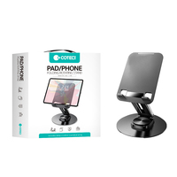 COTECi Support de téléphone portable réglable en métal Support rotatif universel pour tablette PC Support pliable pour bureau et voyage Support de jeu