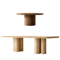 Ensemble de table et chaises rondes en bois massif de luxe moderne pour salles à manger, restaurants, bars et cuisines (ajustable)