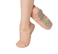 Chaussons de danse en cuir professionnel 141LCO, semelle souple intégrale, pour femmes et filles.