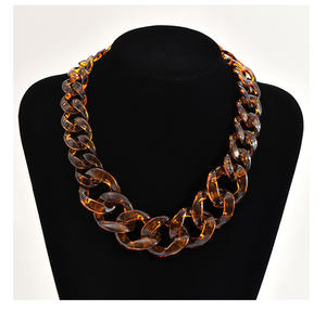 سلسلة قلادة مكتنزة من الأكريليك BS ، سلسلة ربط كوبية من الراتنج الأكريليك المجوف ، مجوهرات للنساء - Product Image 4