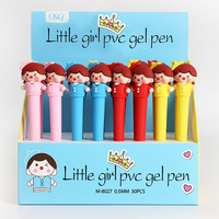 O & Q Logotipo personalizado Pluma de tinta de gel de goma de lujo Tinta azul de alta calidad Papelería de oficina para niños Diseño de niña de dibujos animados promocional