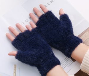 الفتيات النساء الصلبة فو فرو منك نصف أصابع القفازات - Product Image 6