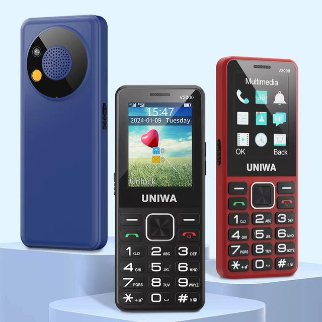 V2000 Wholesale 4G Elder Dock Mobile Phone Dual Screen Big Battery Big Button Senior Phone Feature Keypad Dock Phone With SOS