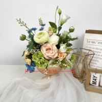Boules de fleurs artificielles de luxe en soie, roses et hortensias violets et blancs, faites à la main, légères et réalistes, vente en gros d'usine pour centres de table