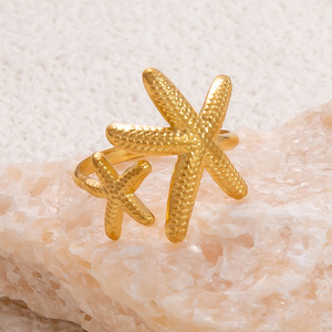 Bracelet manchette motif étoile de mer plaqué or 18 carats pour femme, bijou cadeau - Product Image 3