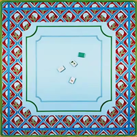 Tapis de Mahjong Classique Bleu Marine et Rose, Épais et Antichoc, pour Jeux de Société en Famille