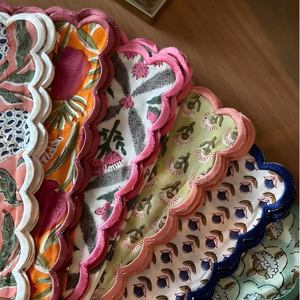 18x18 inch hỗn hợp màu hoa khối in vải khăn ăn với thêu/ - Product Image 5