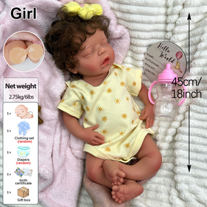 Bambola Reborn in Silicone Artigianale da 45 cm, Bambina con Capelli e Occhi Chiusi, Personalizzabile, Regalo per Futuri Genitori e Innamorati - Product Image 2