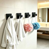 Crochets à serviettes en acier inoxydable noir mat personnalisés, crochets muraux pour salle de bain, crochets pour peignoirs, crochets robustes pour manteaux, lot de 2 pièces