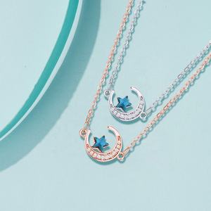 Merryshine 925 sterling silver delle donne della ragazza mezza falce di <span class=keywords><strong>luna</strong></span> e stella pendente della <span class=keywords><strong>collana</strong></span> - Product Image 2