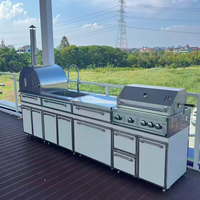 Meubles de cuisine modulaires de luxe en acier inoxydable pour appartement moderne, style Shaker, pour extérieur, vente en gros pour usines de cuisine