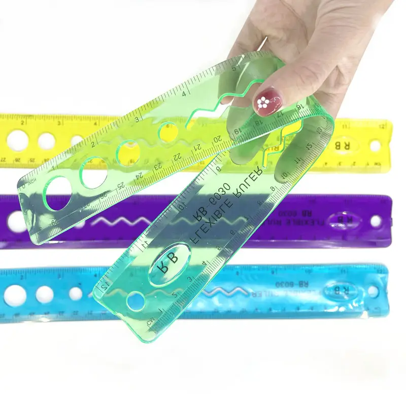 Wholesale 30cm Clear PVC Flexible Rulers Custom Design Soft Plastic Straight Ruler for School and Office