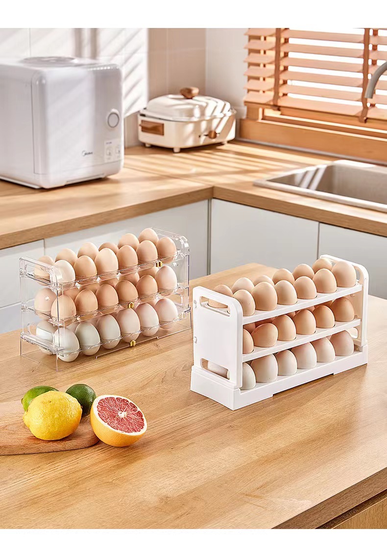 Kühlschrank-Seitentür Eier-Aufbewahrungsbox 3-lagiges Klapp-Eierregal Küchen-Eierbox Kühlschrank-Frischhaltebox| Alibaba.com