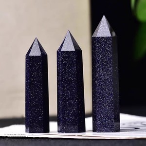 للبيع بالجملة موشور حجر ذهبي أزرق مصقول عالي الجودة للديكور المنزلي - Product Image 1