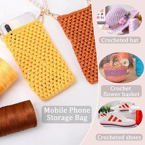 Fil de soie glacée léger, fil de chanvre glacé, chapeau de soleil d'été, sac au crochet DIY tissé à la main, coussin, couverture, soie brillante ajourée, laine épaisse - Product Image 4