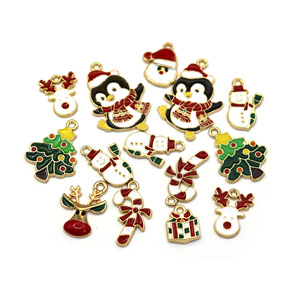 Dijes de pingüino navideños de aleación de zinc, colgante de dibujos animados para hacer joyas, collar, pulsera, llavero DIY - Product Image 2