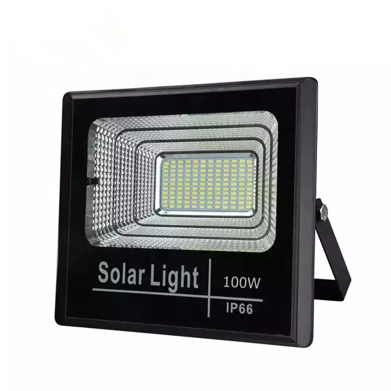 Lampu Banjir Area Penutup Lebar Finishing Hitam Hemat Energi dengan Panel Surya IP66 100W LED Reflektor