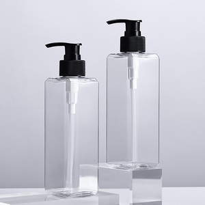 300ml 500ml chai nhựa cho khách sạn trong suốt vuông dầu gội và điều hòa chai rỗng Pet Lotion bơm chai - Product Image 5