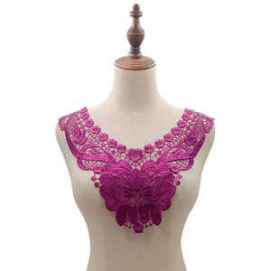 Floral <span class=keywords><strong>Soluble</strong></span> Dans <span class=keywords><strong>L</strong></span>'eau Dentelle Col Applique Multi Couleurs Bas LT2419A - Product Image 1