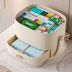 Boîte à médicaments en plastique pratique pour la maison, trousse de premiers soins familiale complète, grande capacité, compartiments, modèle portable DC-516 - Product Image 2