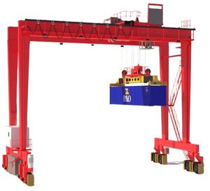Grúa pórtico de neumáticos de 200 toneladas de servicio pesado con esparcidor de puntos de elevación múltiple para aplicaciones portuarias, de construcción naval y logística - Product Image 4