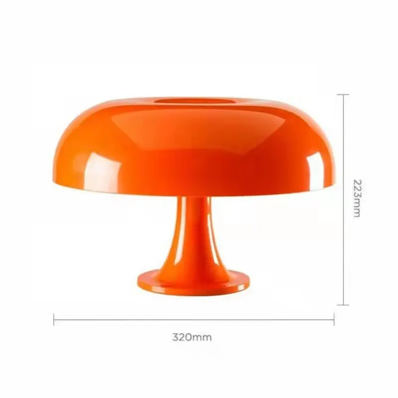 Nordic Danish Scandinavian Mid Century Vintage Nesso Style Mushroom Shape Minimalist Table Lamp in Orange or White
