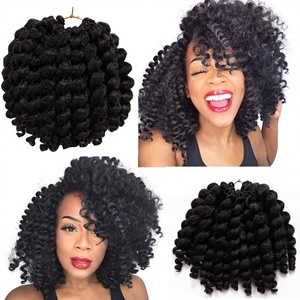 <span class=keywords><strong>Cheveux</strong></span> bouclés torsadés au crochet Jamaican Bounce Spring Twist 8 pouces, lot de 4 paquets, 22 racines, Jumpy Wand, pour femmes noires, Chine - Product Image 2