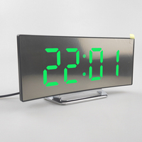 Fungsi Tunda Suhu Dekorasi Rumah Desktop Jam Meja Jam Layar LED Melengkung Jam Alarm untuk Kamar Tidur Anak-anak