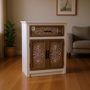 Mueble Rústico de Madera Tallada PARISLOFT con 1 Cajón y 2 Puertas, Mueble de Almacenamiento Independiente para Entrada o Sala de Estar - Product Image 2