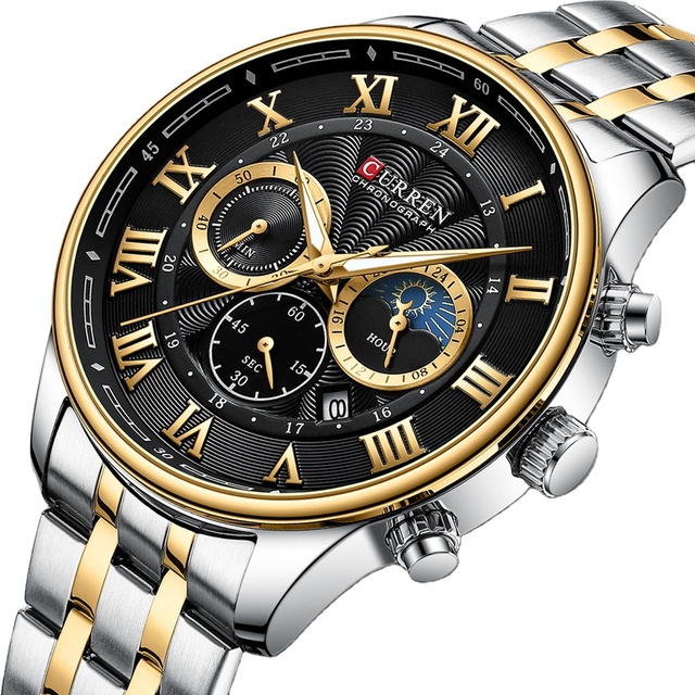 Luxury CURREN 8427 Men's Watch Fashion Business Quartz Watch with Date Chronograph Luminous Hands 3ATM Waterproof Wristwatch