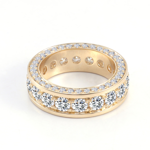 Anello Eternity da Uomo in Stile Lusso, Oro Giallo 10K con Moissanite Taglio Brillante Rotondo, Gioiello Raffinato, Perfetto Anello Nuziale per Uomo - Product Image 2