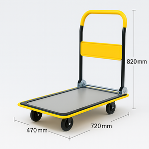पोर्टेबल फोल्डेबल स्टील संरचना ट्रैक्टर ट्रेलर 91x61 फ्लैट कार 300 किलो क्षमता घरेलू परिवहन हाथ ट्रॉली ओएम - Product Image 6