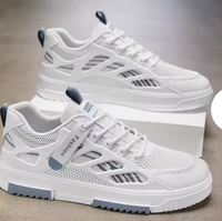 Chaussures pour hommes, mocassins en cuir blanc tendance, baskets à lacets, doublure en mesh sportive, respirantes, antidérapantes, confortables pour le printemps