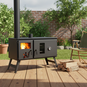 Poêle à <span class=keywords><strong>bois</strong></span> d'extérieur robuste avec <span class=keywords><strong>four</strong></span> |   Poêle de camping portable pour le chauffage et la cuisson - Product Image 1