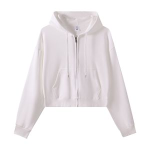 <span class=keywords><strong>Felpa</strong></span> <span class=keywords><strong>con</strong></span> Cappuccio e Zip a <span class=keywords><strong>Maniche</strong></span> <span class=keywords><strong>Corte</strong></span> in Pile Pesante 330g per Donna, Oversize Autunnale, Semplice e Versatile - Product Image 4