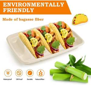 Биоразлагаемый одноразовый держатель Тако на вынос тарелки Тако на заказ лоток для 3 Тако - Product Image 3