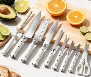 15-Piece High Carbon Stainless Steel Blade <b>Knife</b> Block <b>Set</b> Home Use Natural Wood Block Chef <b>Knife</b> <b>Set</b> Built-In Sharpener - Product Image 2