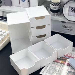 Mini boîte de rangement de bureau blanche à trois tiroirs, organisateur pour bijoux, cosmétiques, organisation du bureau - Product Image 3