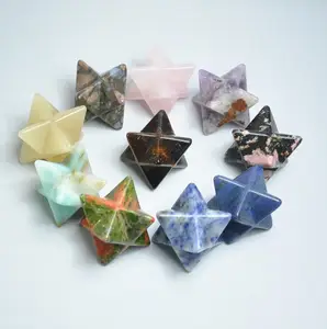 Rock Quartz Crystal Merkaba Star for Healing Reiki Spiritual Divine Therapy Energy, Pocket Stone Eight-Pointed Stars 1"(25mm)