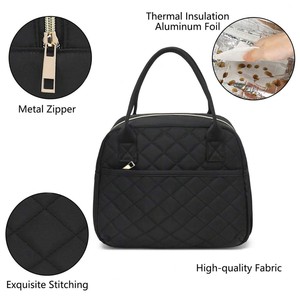 Kaiguang Quilted Insulated <b>Lunch</b> <b>Bag</b> 22x16x27cm Large Capacity Tote For Students Office Workers - Product Image 4