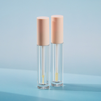 Nouveau tube de gloss à lèvres rond brillant rose luxueux, logo personnalisé, tube vide de 3 ml, emballage de tubes de gloss à lèvres