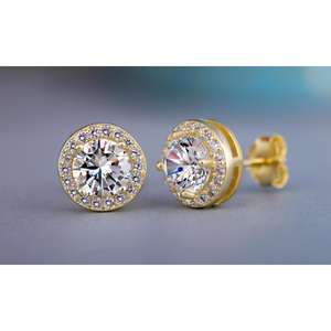 Pendientes clásicos cuadrados con incrustaciones de circonita redonda, aleación chapada en oro, joyería unisex, regalo para mujeres y hombres - Product Image 6