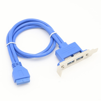 Câble double port USB 3.0 femelle AF vers carte mère 20 broches avec support