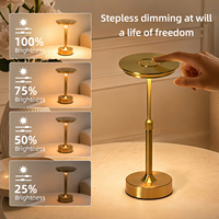 Lampe de table sans fil en métal doré rétro, charge USB, commande tactile, lampe de bureau LED à intensité variable, lampe de chevet réglable pour chambre à coucher