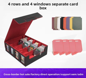 Scatola porta carte rettangolare a 4 file con finestra, divisori e scomparti separati, bestseller direttamente dalla fabbrica, scatola portaoggetti premium per carte da gioco - Product Image 5