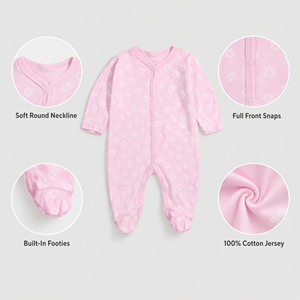 Combinaison de nuit pour bébé <span class=keywords><strong>avec</strong></span> imprimé camion de chantier, barboteuse en coton à manches longues pour nouveau-né garçon, fermeture à boutons sur toute la longueur, 0-12 mois - Product Image 6