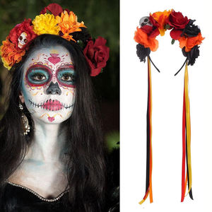 Serre-têtes mexicains Jour des Morts, motif Crâne et Rose, pour Femmes et Filles, Coiffe d'Halloween HC305 - Product Image 1