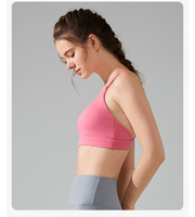 Sujetador deportivo de Yoga con cuello en V sin costuras para mujer, ropa deportiva de gimnasio XXX XXL, sujetador elástico ligero y transpirable de cuatro vías, parte delantera superior
