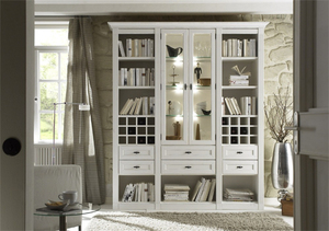 Librería Clásica Personalizada de Lujo Blanca, Librería de Madera QD-B4, Estantería de Madera Maciza para Sala de Estudio y Sala de Estar - Product Image 3